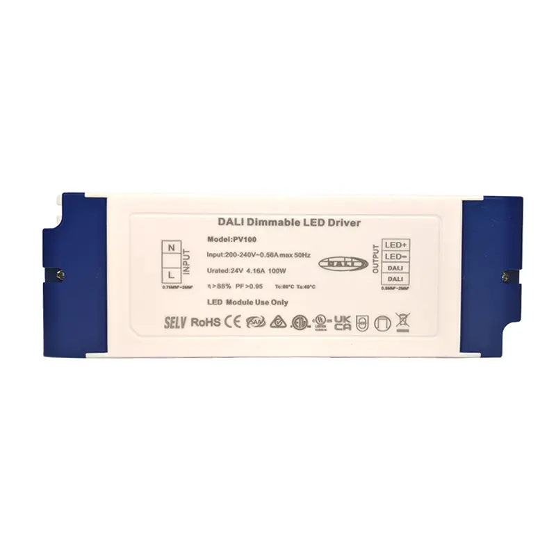 Πρόγραμμα οδήγησης DALI σταθερής τάσης 100W για ρυθμιζόμενο στα 24V