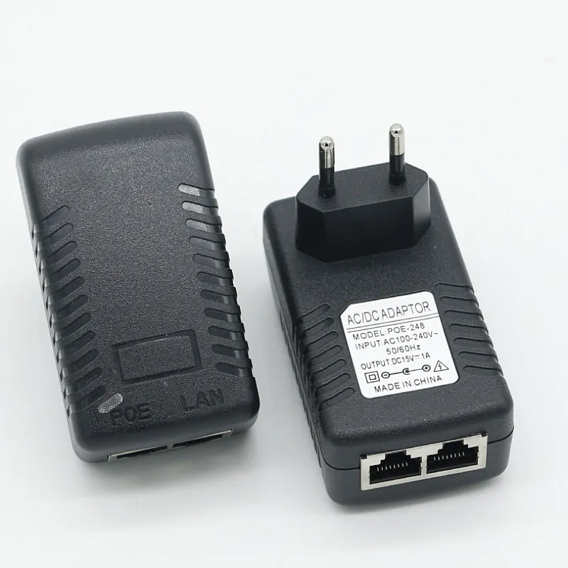 15V 1A Βάση τοίχου Euro Plug Ethernet POE Injector
