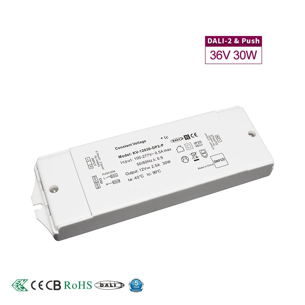 36V σταθερής τάσης 30W DALI ρυθμιζόμενος οδηγός LED
