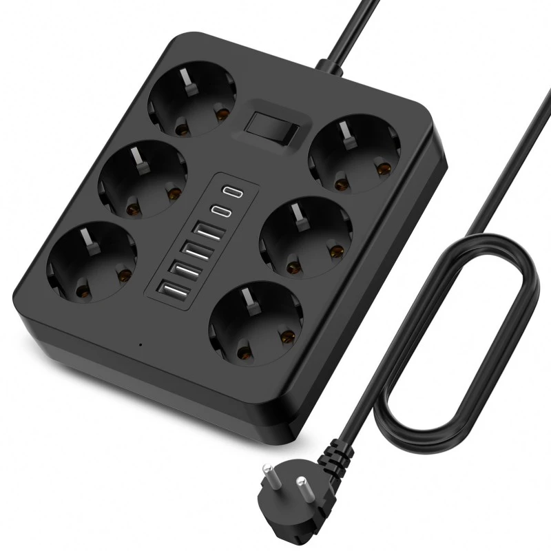 6 Πρίζες EU Plug Πολύπριζο