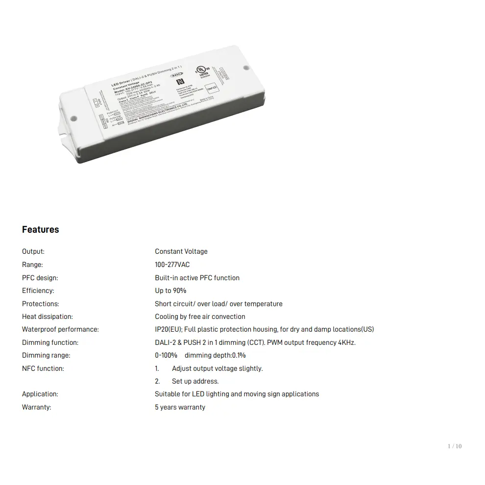 Πρόγραμμα οδήγησης LED 60W TUYA Zigbee CCT