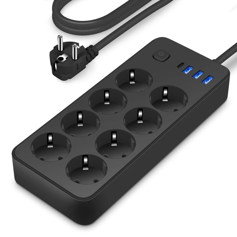 EU Standard Power Strip 8 AC με 4 θύρες USB